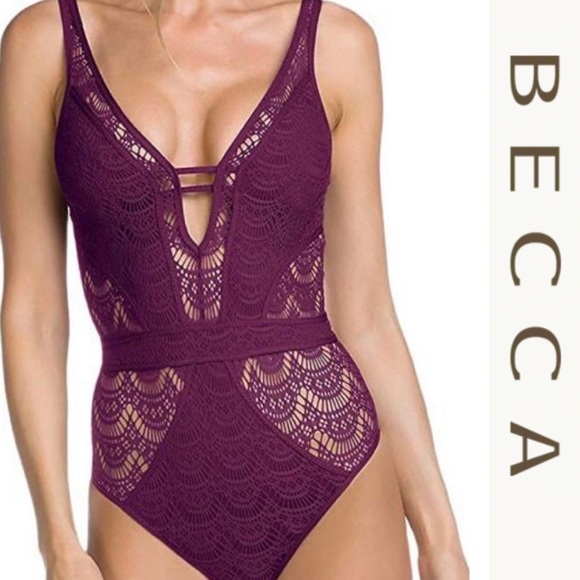 BECCA Other - Becca color play crochet plunging one piece Merlot